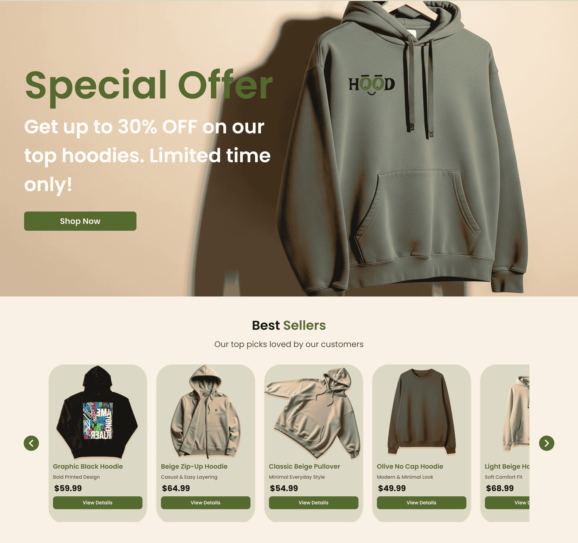 Hood – Modern Fashion Store Website 2