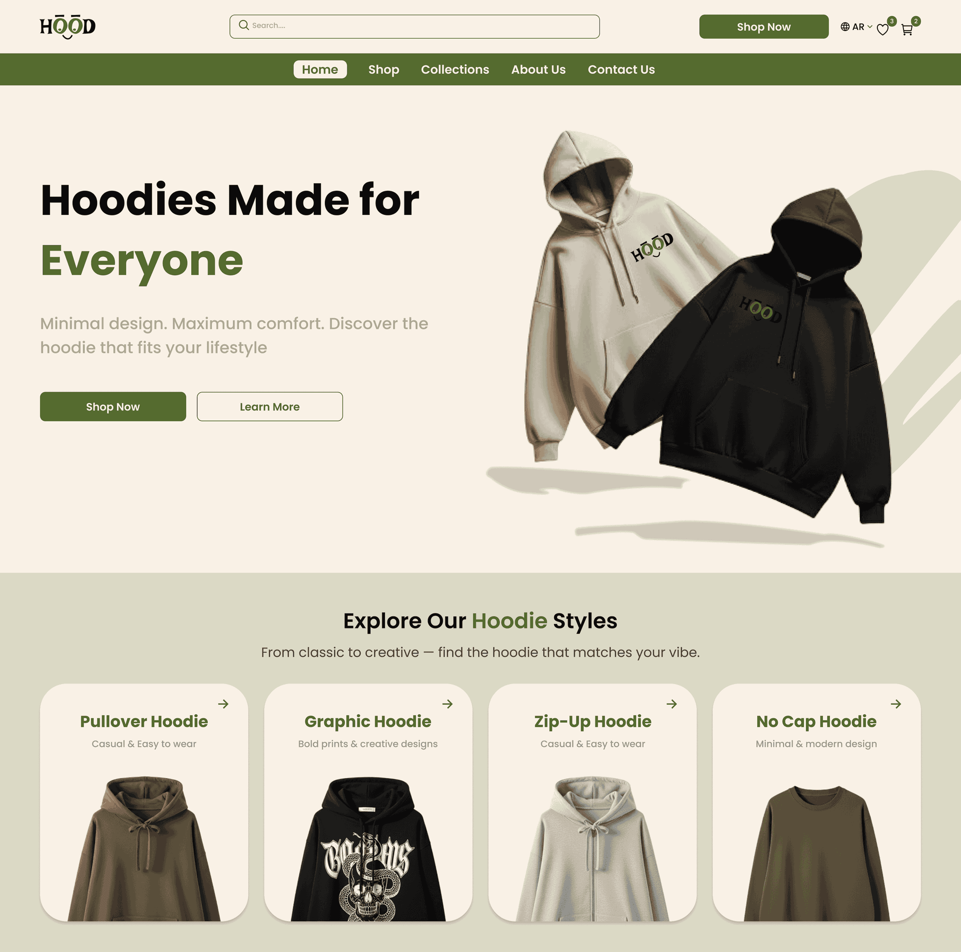 Hood – Modern Fashion Store Website 1