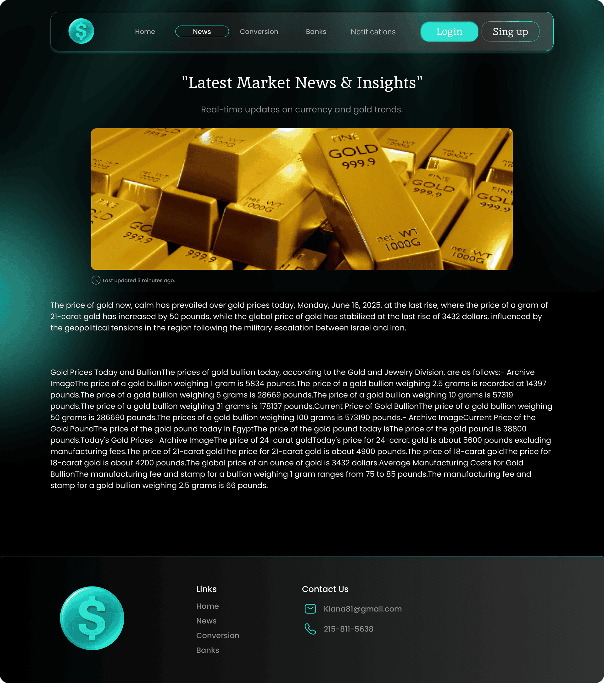 InstaPrice – Currency & Gold Prices Platform Website 5